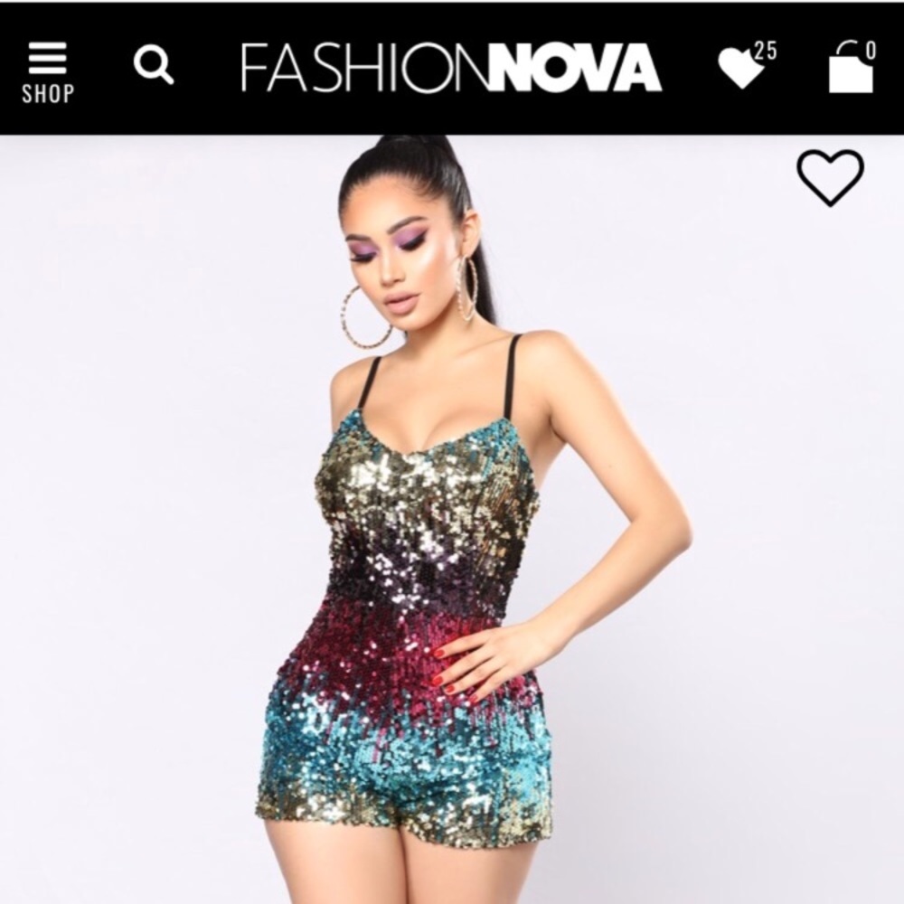 ❌SOLD❌ Fashion Nova Sequins Short Rainbow Romper